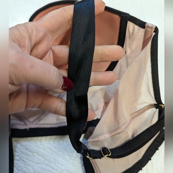 Auden Long line Bra Bustier Sheer Pink Mesh with Floral Lace M coquette - Picture 7 of 7